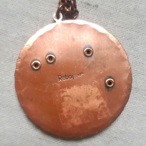 Vintage MCM Copper Rebejas Comedy Tragedy Copper Pendant Necklace - Picture 8 of 9